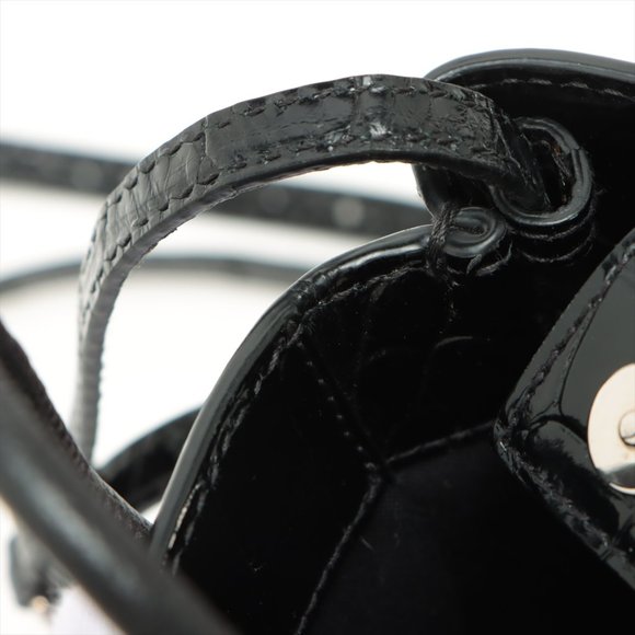 Balenciaga Shopping Phone Holder Croc-Embossed Crossbody Black - Picture 10 of 12
